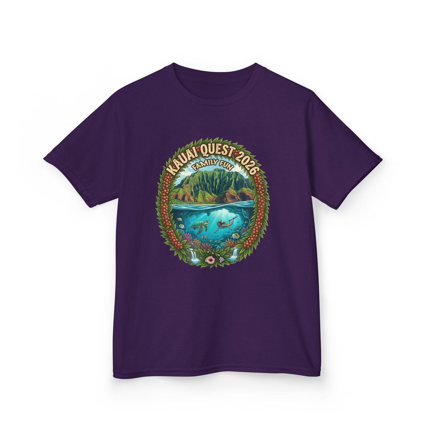 Kauai Quest 2026 Kids Tee – Tropical Ocean Adventure Graphic Shirt