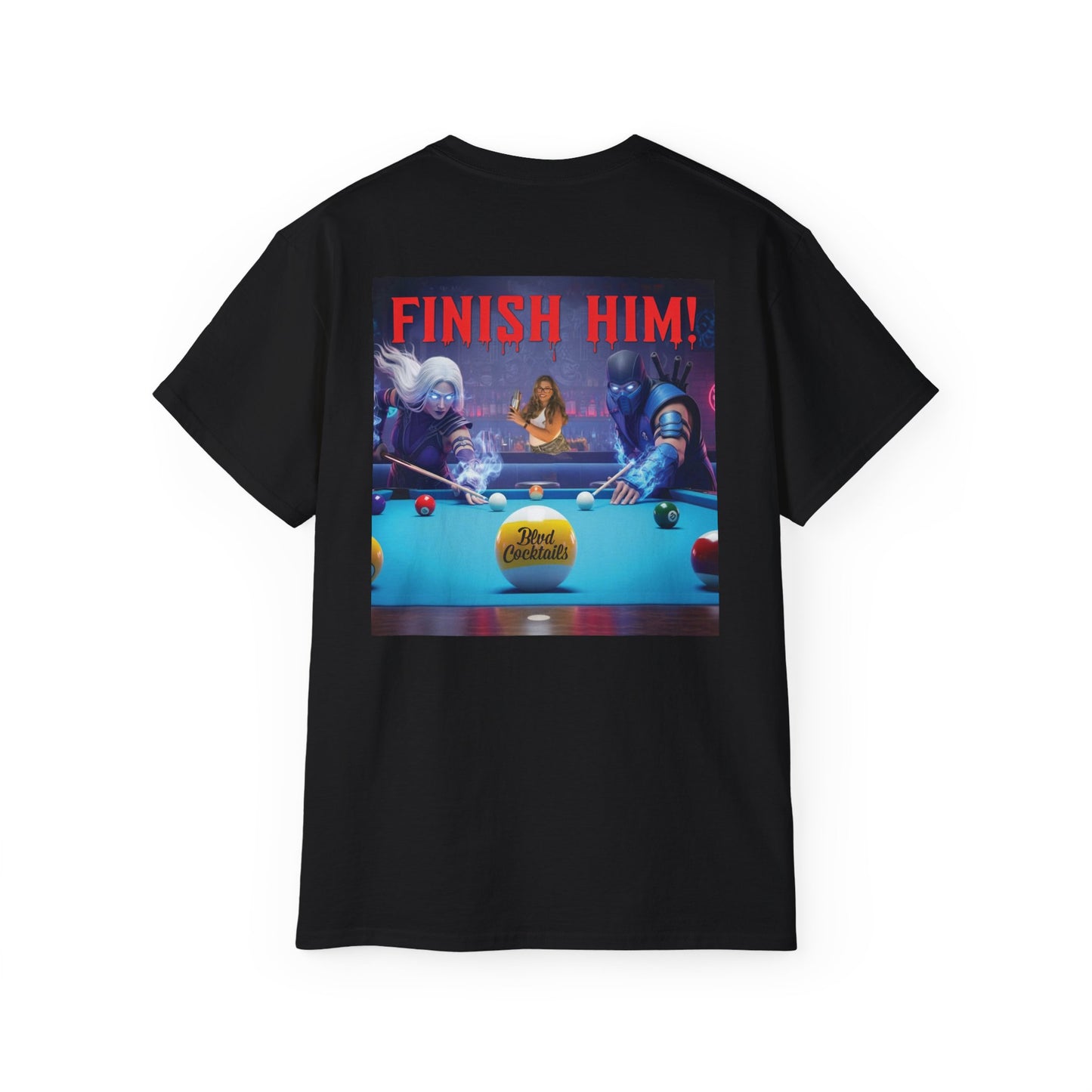 Finish Him • Pool Unisex Gaming Shirt • Image on Back