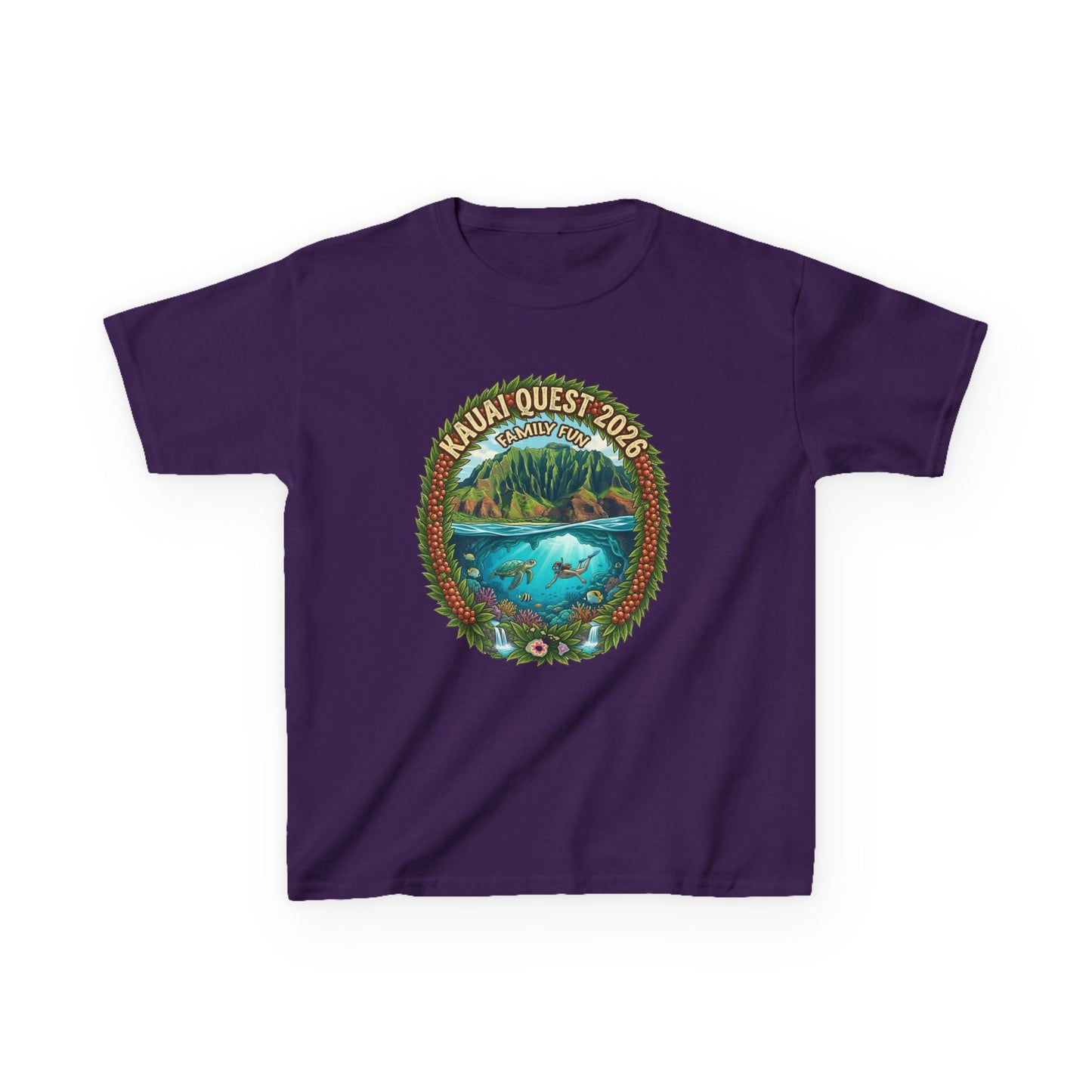 Kauai Quest 2026 Kids Tee – Tropical Ocean Adventure Graphic Shirt