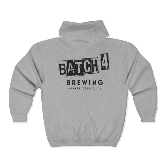 Batch 4 Brewing Zip Hoodie — Craft Beer Brewery Full-Zip Sweatshirt