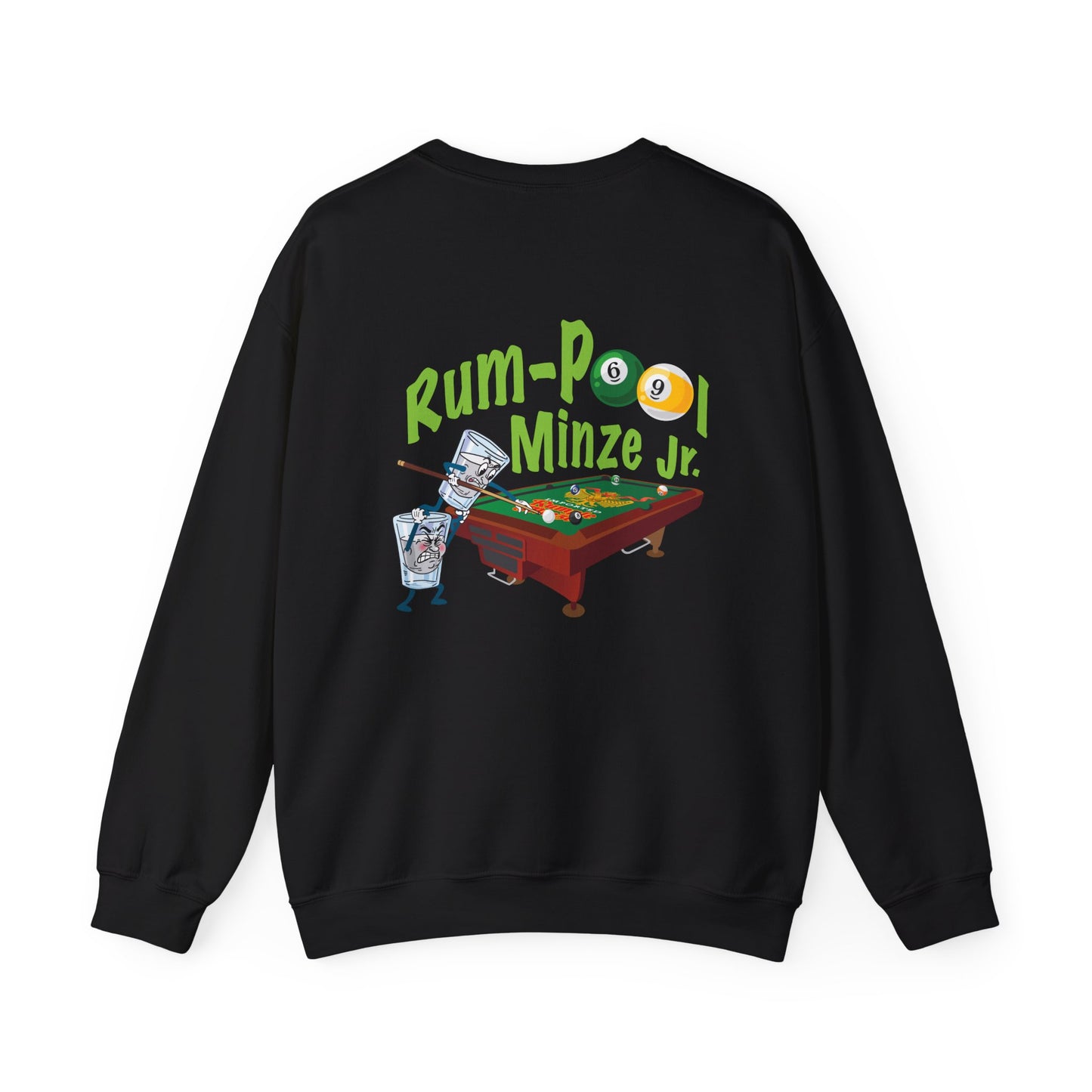 Pool Hall Crewneck Sweatshirt — "Rum-Po Minze Jr." Billiards Graphic
